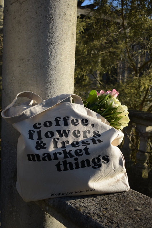 'Market Things' Slogan Tote Bag